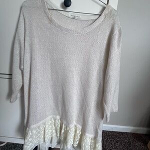 Halogen Cream Sweater with Lace Detail